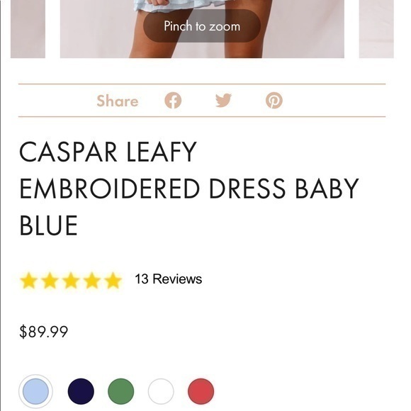 Selfie Leslie M Caspar leafy baby blue meborirdered dress - Picture 8 of 14